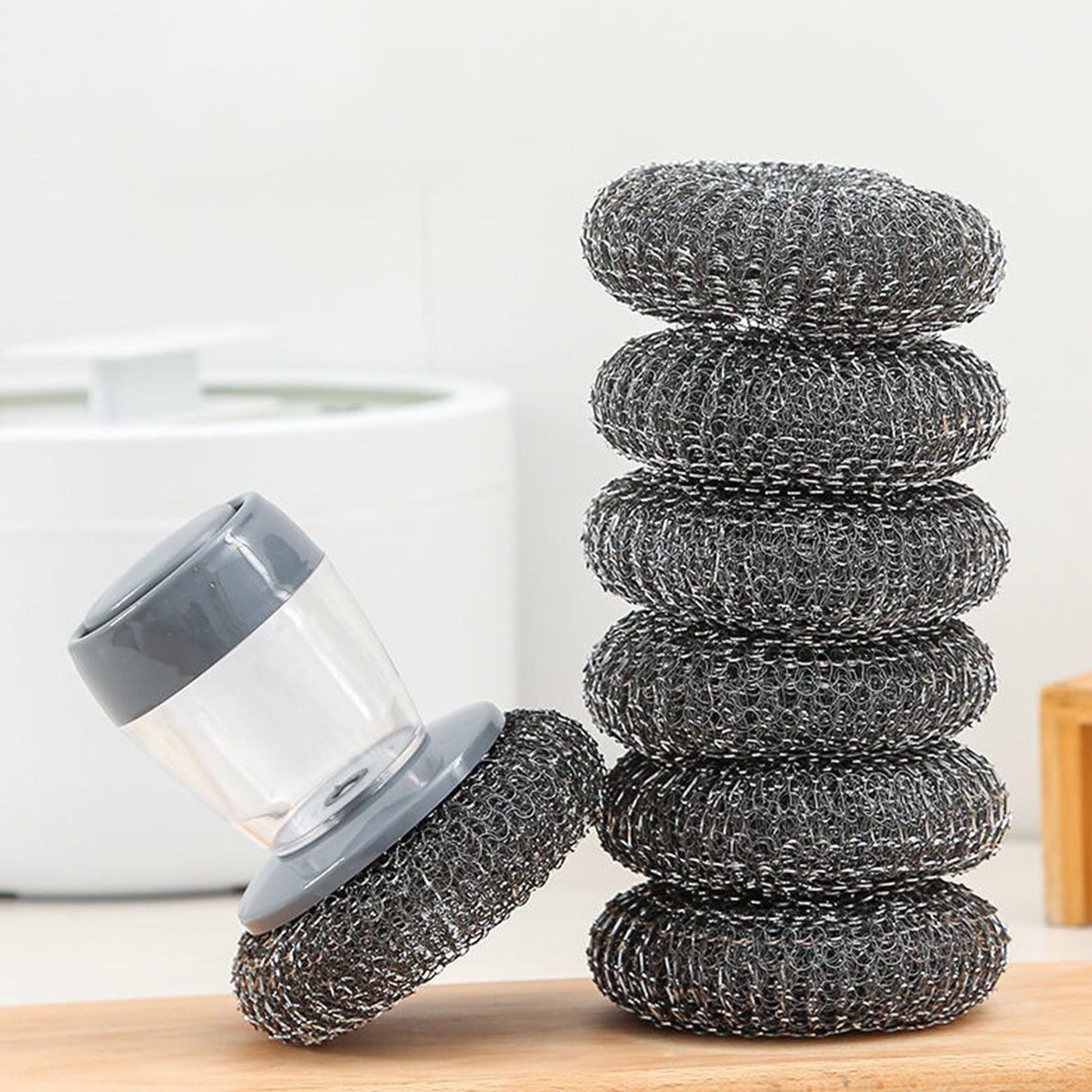 Soap Dispensing Palm Brush for Kitchen Cleaning – Pack of 2 Dishwashing Scrubbers